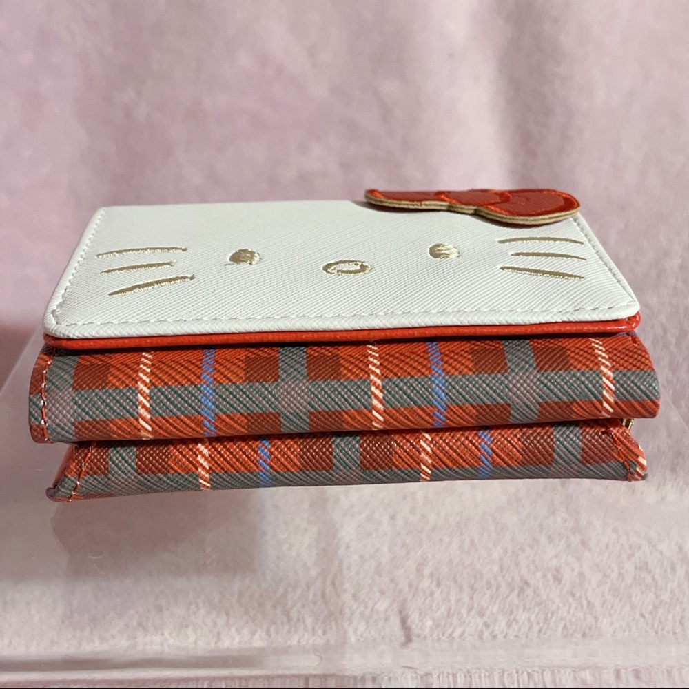 🎉2XHP!🎉 Sanrio Japan Hello Kitty Red Tartan Trifold Gamaguchi Wallet - Picture 6 of 14